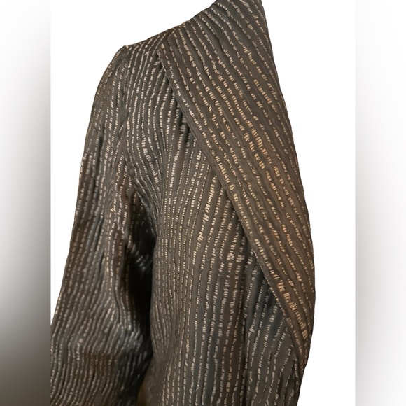 EILEEN FISHER Black and Gray Silk Open Front Duster Jacket, size S - Picture 9 of 10